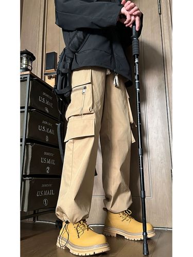 Khaki color men's summer American street climbing pants, spring and autumn fashion, Japanese retro ankle-length work pants