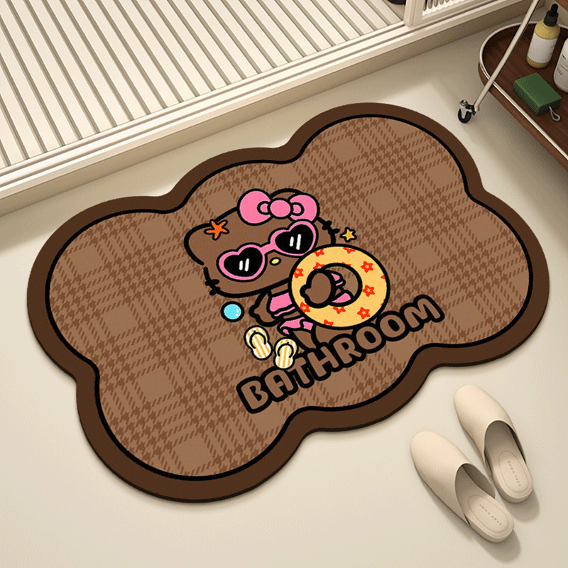 Hellokitty猫浴室洗手间吸水防滑速干易打理洗漱间进门脚垫耐磨|undefined