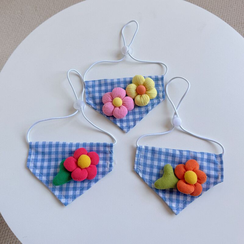 Fabric Flower Pet Triangle Scarf Puppy Cat Teddy Bichon Schnauzer Pomeranian Bib Scarf Cute Little