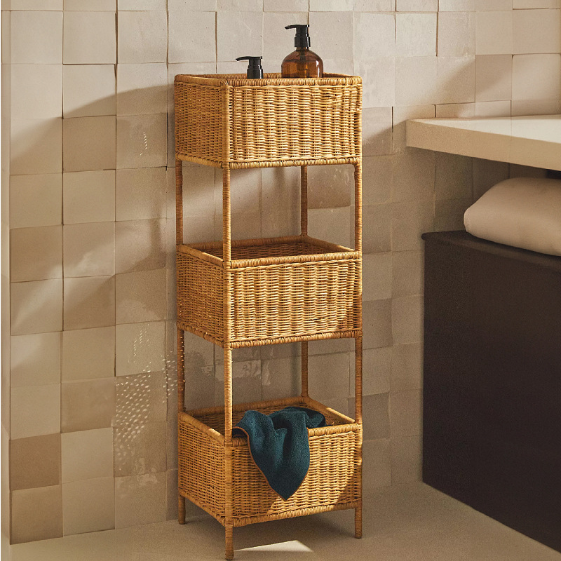 Estante de almacenamiento artesanal transfronterizo de caña cocina balcón baño estante de almacenamiento de dormitorio estante de almacenamiento