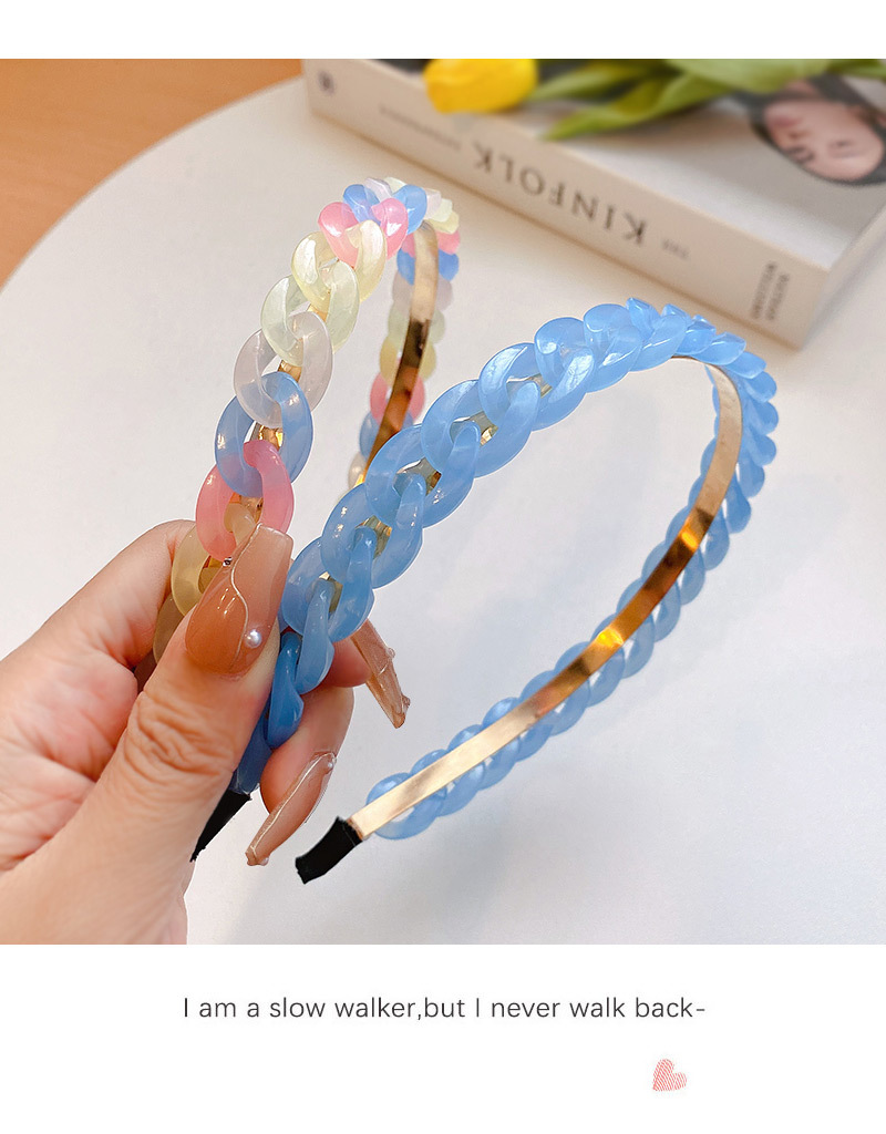 Korean Retro Geometric Chain Headband Korean Versatile Multi-color Transparent Resin Headband Girl Candy Headband display picture 2