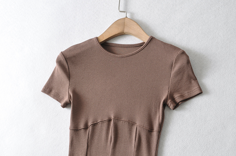 summer new fashion stitching short round neck solid color short-sleeved T-shirt  NSAC31329