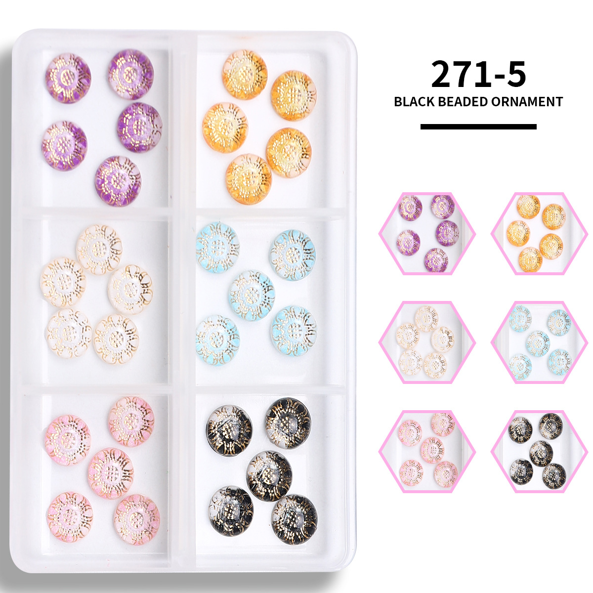 Cruz-frontera popular remache de uñas joyería no se desvanece mezclado 6-rejilla de metal largo hueco estrella Luna decoración de uñas