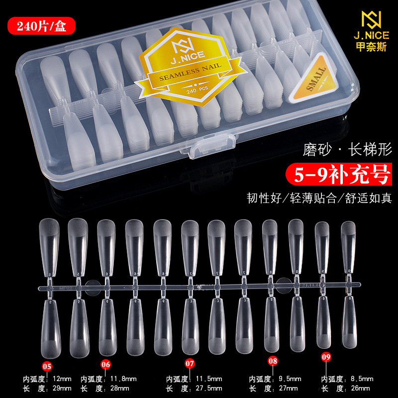 Arco plano europeo y americano sin costura talla libre molienda en caja transparente esmerilado desmontable extensión completa y media de doble uso esmalte de uñas