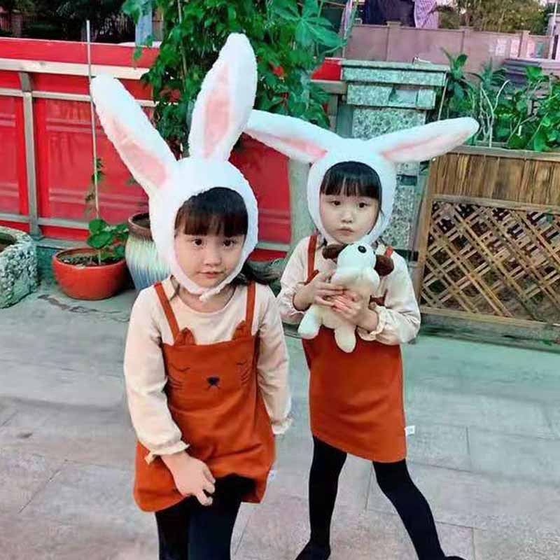 Actuando chica suave, felpa, Lin Xiaozhai, el mismo estilo, orejas de conejo, sombrero, capucha de conejo, accesorios fotográficos, accesorios fotográficos