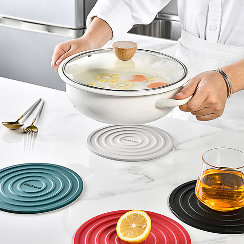 Cross-border round heat-resistant and high-temperature household coaster table mat silicone insulation mat western food mat kitchen gadgets