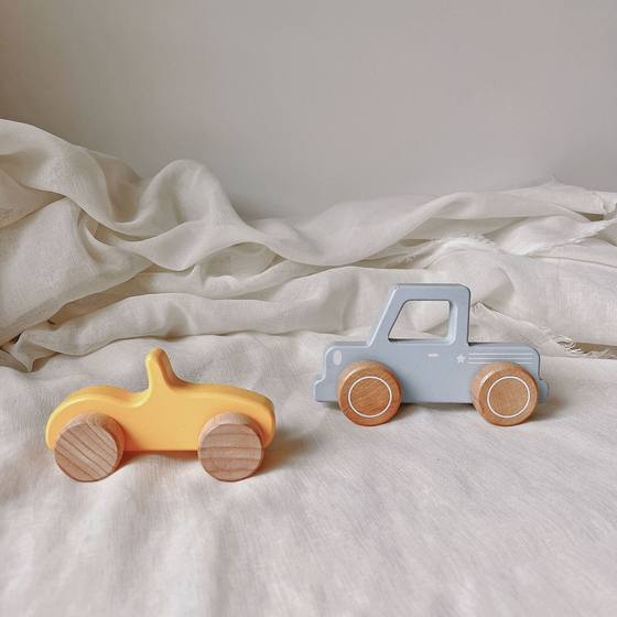 Real wooden toy car foreign trade Denmark btach children's toy car ins retro car inertia hand push car