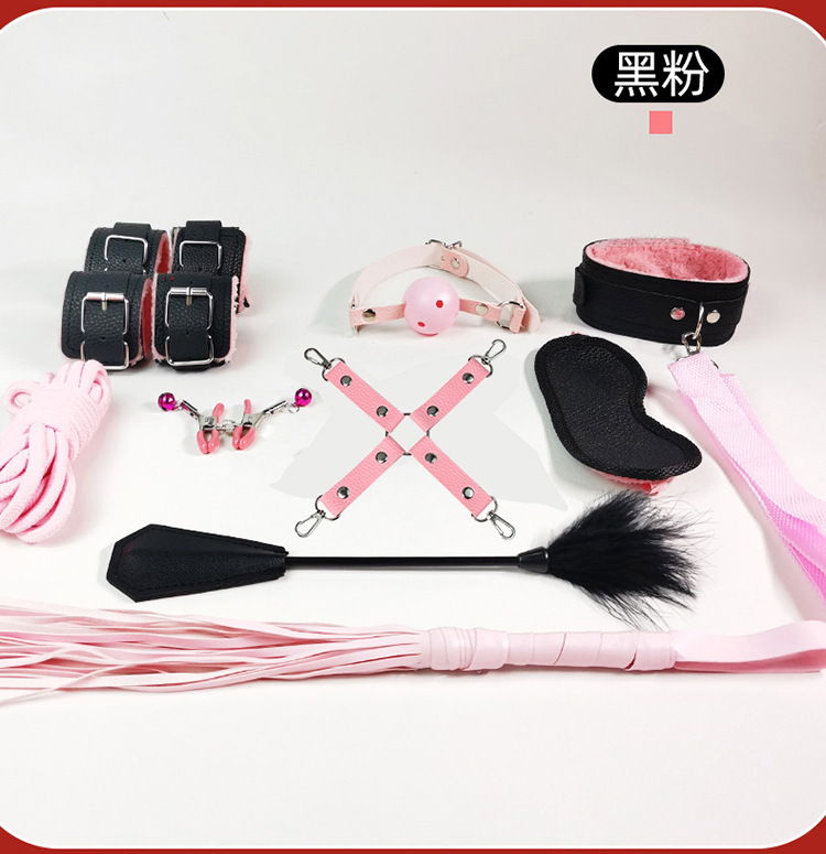Jiuai SM Bondage Ten-Piece Set, Plush Handcuffs and Nipple Clamps, Couples Training Kit — detail image 12
