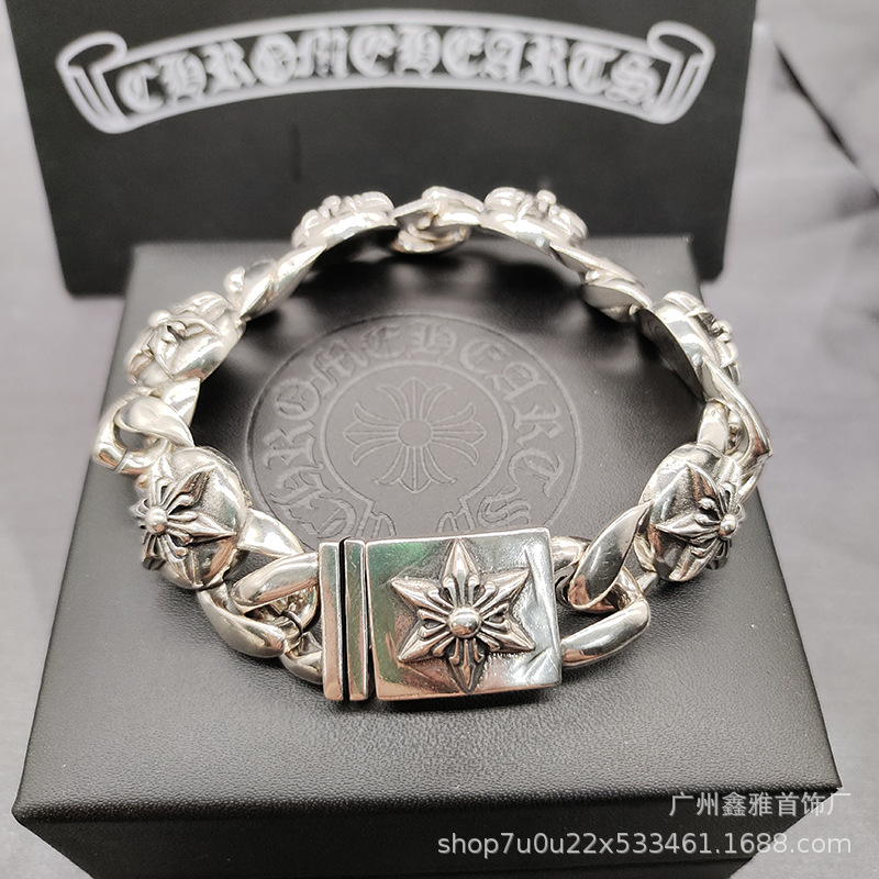 Chkeluo nueva pulsera espada ancla cruz flor gruesa pulsera europea y americana retro S925 estándar hombres pulsera