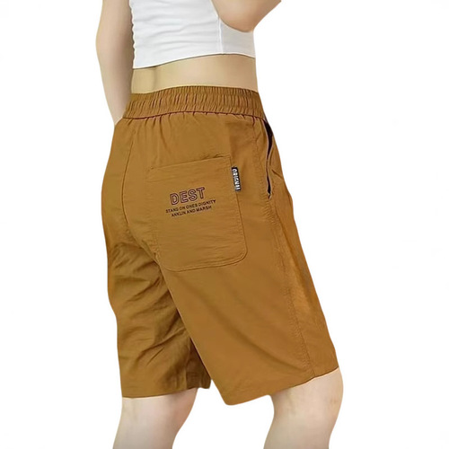 Fashionable end-of-season ice silk women's summer thin stylish quick-drying casual pants five-inch mid-calf pants loose trendy