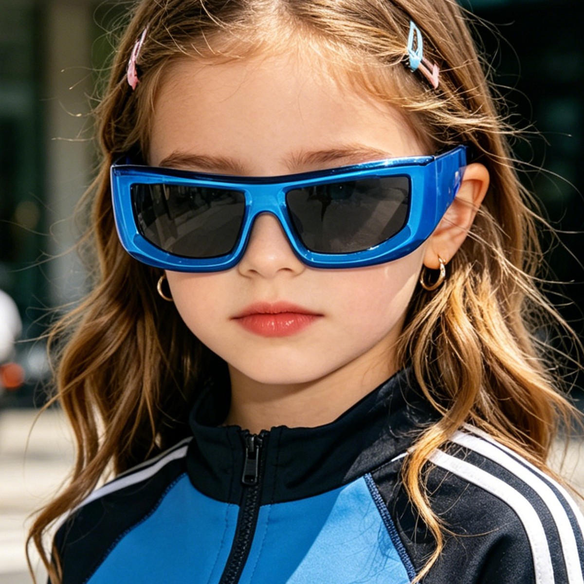 Nuevas gafas de sol Raine para niños, estilo cyberpunk, con montura gruesa, cuadradas, de patillas anchas, para exteriores, con protección solar.
