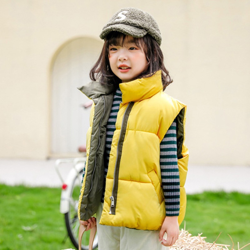 Niños collar de pie Chaleco de algodón niños y niñas Otoño e Invierno Nuevo abajo Chaleco de algodón bebé moda desgaste exterior chaleco medio y niños grandes