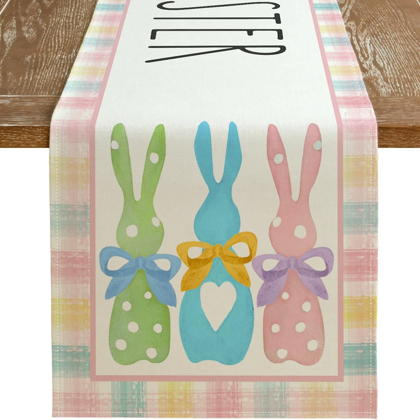 Amazon Best Selling Easter Bunny Egg Table Runner Restaurant Tabletop Holiday Party Home Decoration Table Runner