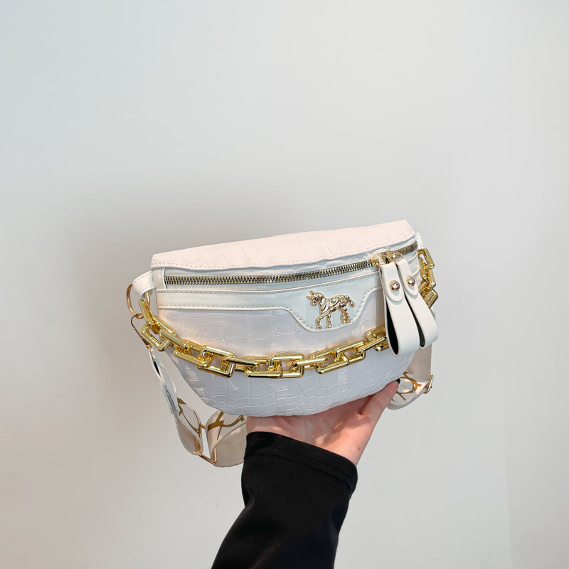 Bolsa de pecho para mujer 2025 nuevo bolso de hombro con patrón de cocodrilo de moda cadena bolso pequeño riñonera bolso de silla de mensajero de banda ancha
