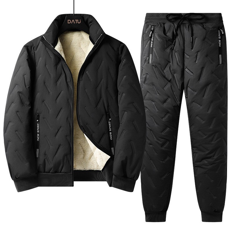 Transfronterizo otoño invierno cordero algodón ropa deportiva de mediana edad para hombres más vello grueso ocio cálido papá ropa de algodón