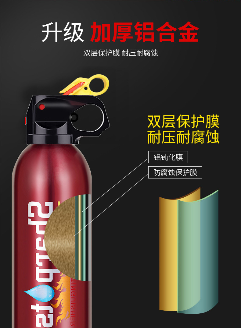 Car Flash Water-Based Fire Extinguisher Car Fire Extinguisher Small Portable Car Home Kitchen Fire Equipment