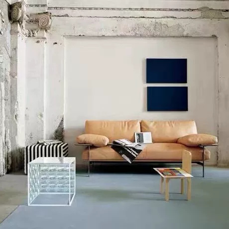 Diseñador de sofá de cuero minimalista italiano recomienda la sala de estar de la villa grande Diesis sofá de cuero antiguo