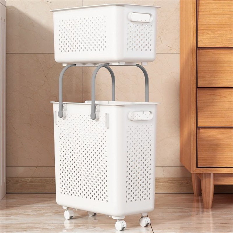 Home Double Layer Dirty Laundry Basket Dirty Clothes Storage Unit Laundry Basket Bathroom Laundry Basket