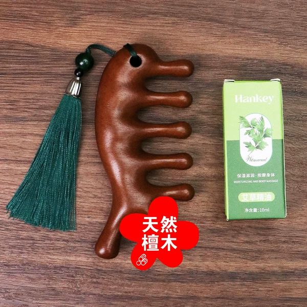 Dolphin Massage Comb + Green Tassel + Essential Oil