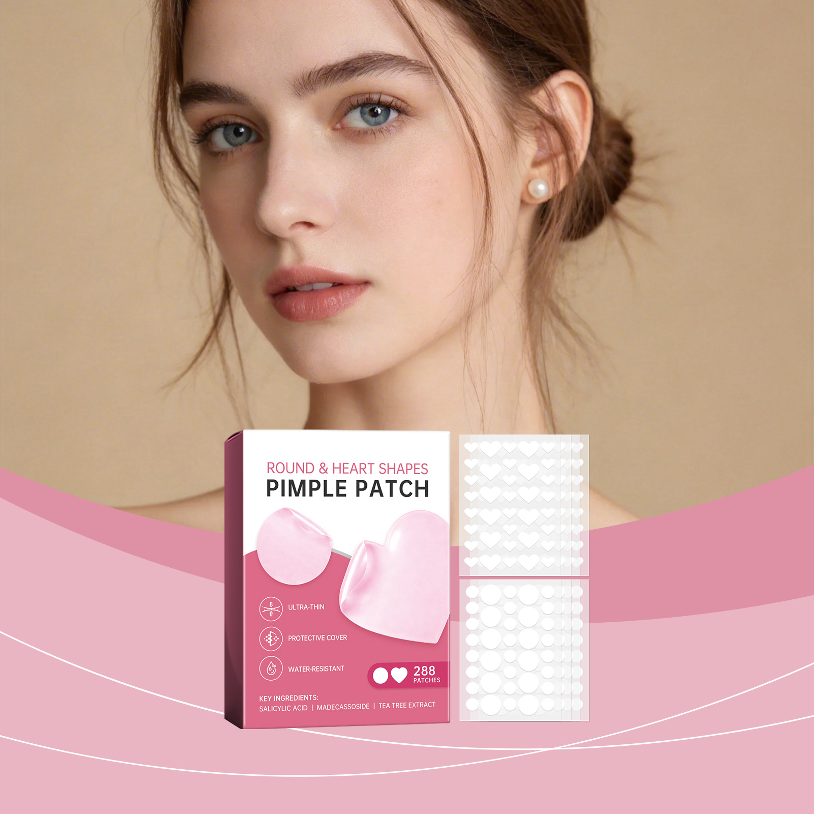 Skin Care Patches, Gentle Care for Facial and Body Skin, Cleansing and Acne Care, Breathable Material, Skin-Friendly Patches