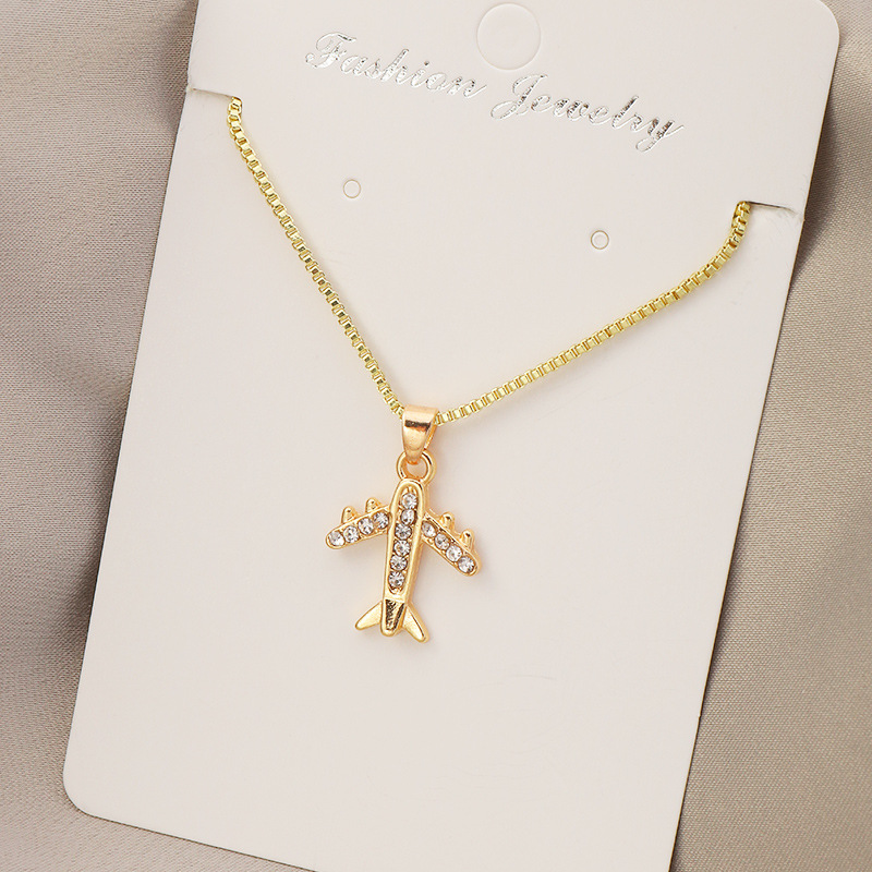 Fashion Metal Diamond Airplane Portrait Necklace display picture 26