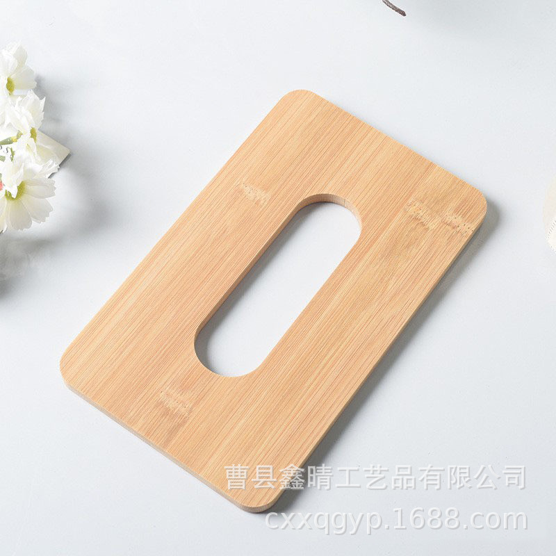 Caja de pañuelos de estilo nórdico simple cubierta de madera caja de pañuelos de madera cubierta de bambú publicidad creativa caja de servilleta de plástico cubierta de madera