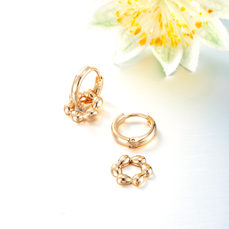Xuping nuevo estilo de moda, dos perfiles de estilo retro nicho de diseño floral aretes de aretes de círculo geométrico para mujeres