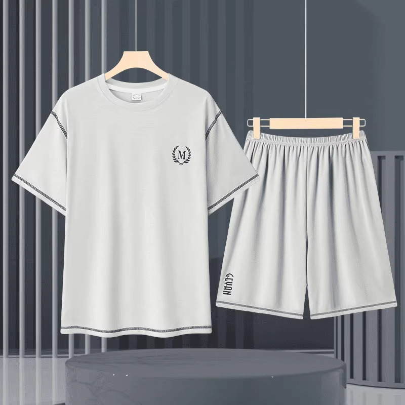 Summer Modal Men's Pajamas Men's Summer Ice Silk Loose Simple Thin Breathable Fashionable Homewear Set