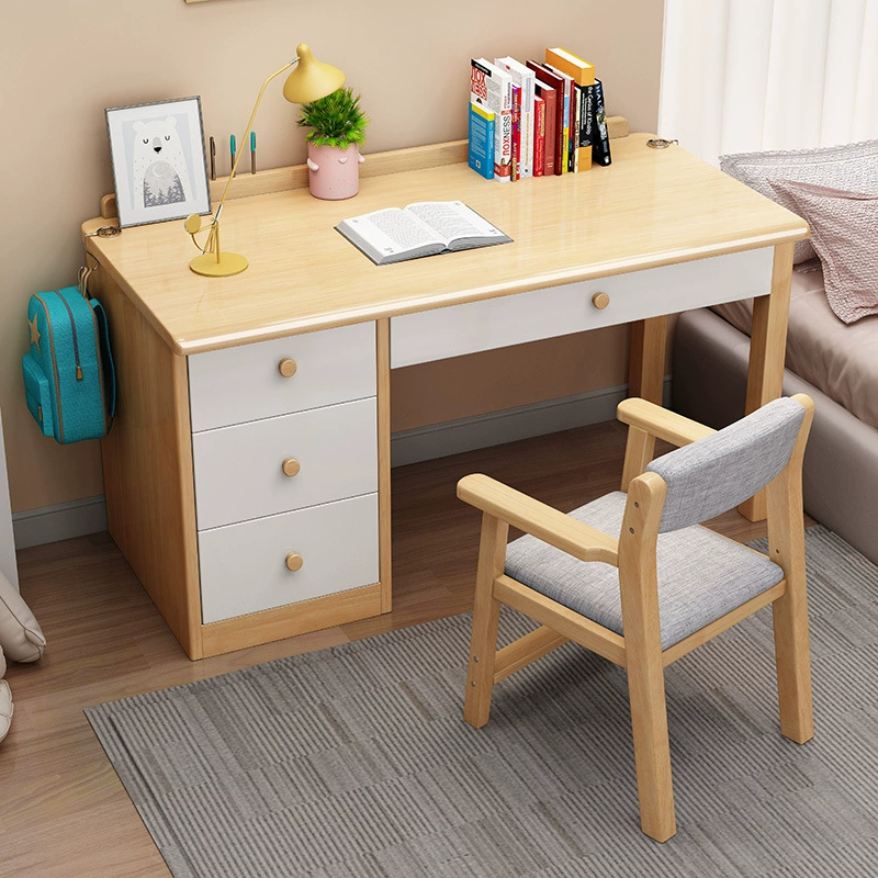 Письменный стол из цельного дерева, студенческий домашний компьютерный стол, книжный шкаф для спальни, встроенный простой учебный стол, рабочий стол для школьников младших классов