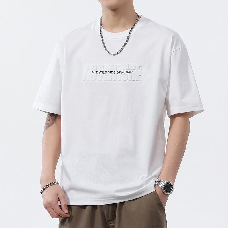 半袖tシャツ男性夏の薄いアメリカのレトロな丸首半袖insトレンドプリントのシャツカジュアルな服|undefined