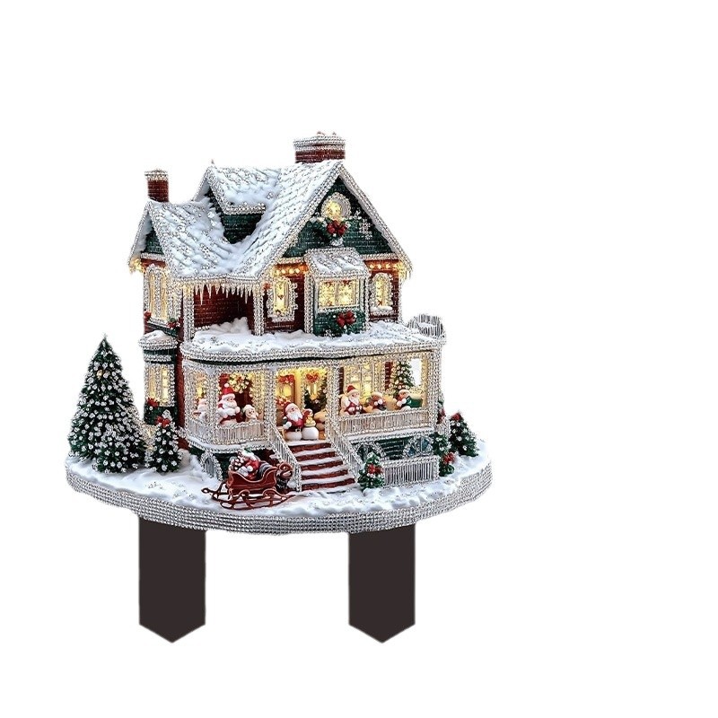 Encantadora mini villa de nieve transfronteriza interior y exterior acrílico decoración impermeable y resistente al desgaste inserción de adornos