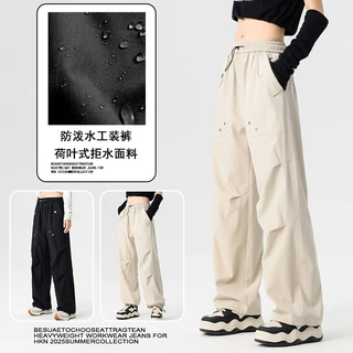 美式工装裤女秋冬季防风防水百搭户外登山休闲冲锋裤白色休闲运动
