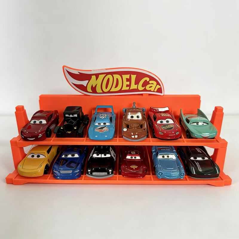 Cars 3 Lightning Mcqueen Storage Rack Parking Lot Children's Toy Sliding Alloy Car Black Storm 3 Teeth