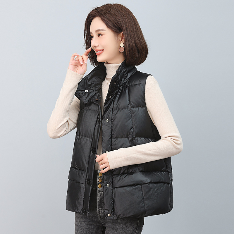 2023 Winter New Popular Western Down Vest Large Loose Mom's Casual 90 White Duck Down Vest