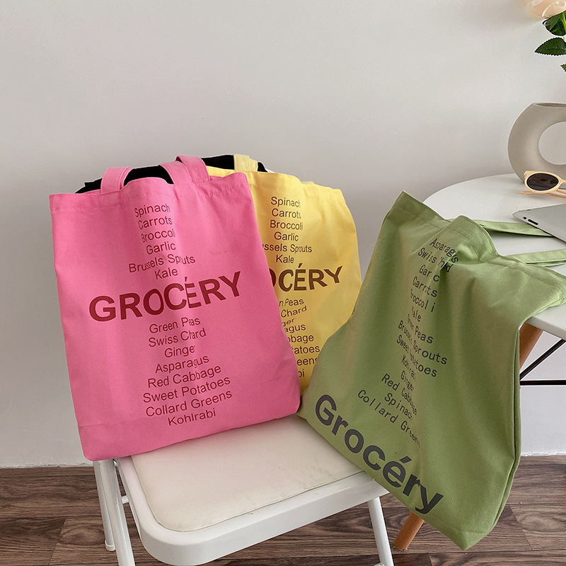 New Korean Niche Design Rose Pink Lettered Tote Shoulder Eco-Friendly Bag for Commuting, Casual Student Canvas Bag New Korean Niche Design Rose Pink Lettered Tote Shoulder Eco-Friendly Bag for Commuting, Casual Student Canvas Bag