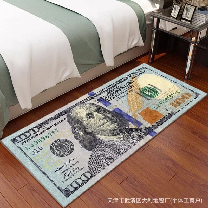 Cross-border Dollar Carpet Creative Kitchen Banknote Floor Mat Household Entrance Door Mat Toilet Dirt-resistant Foot Mat