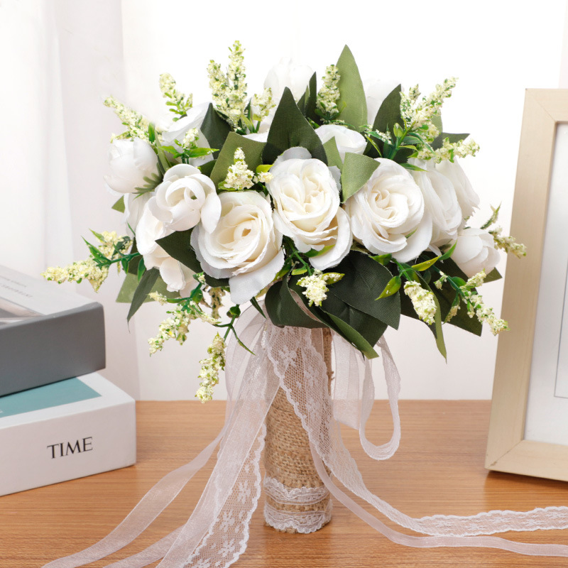 Western-style wedding simulation silk flower bouquet set for forest-style outdoor wedding photography, new bride's bouquet.