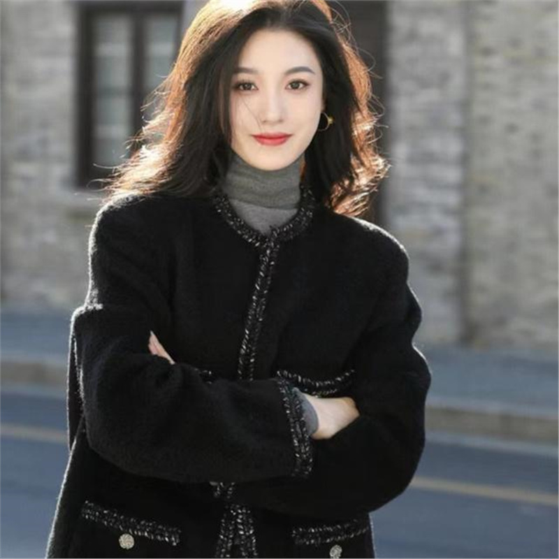 Plus-Size French-Style Chanel-Inspired Coat for Women, Winter Vintage Hong Kong Style Socialite Elegant Tweed Coat 100kg