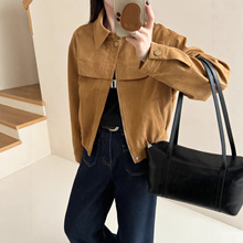 实拍 ~法式美拉德复古宽松鹿皮绒棒球服帅气机车外套女装新款 2色