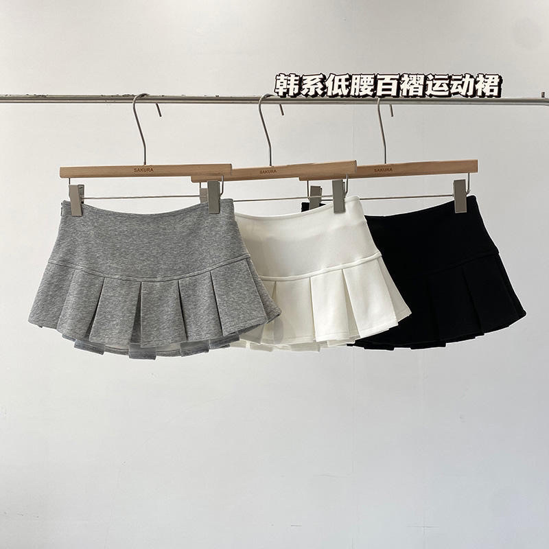 Summer American Ballet Pure Lust Style Sexy Low-Waist Pleated Women's Sweet and Spicy Anti-Exposure Sports Culottes A-Line Skirt