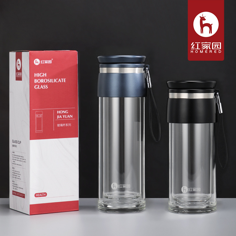 Transparent glass modern handheld strap, small tea, 280 ml