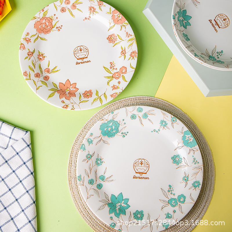 Factory Wholesale Cartoon Doraemon Garden Ceramic Dinner Plate to Plate Household Dish Plate Rice Bowl Suitable for Microwave Oven Factory Wholesale Cartoon Doraemon Garden Ceramic Dinner Plate to Plate Household Dish Plate Rice Bowl Suitable for Microwave Oven