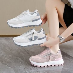 女性のための小さな厚底ジッパースニーカー 2025 新しいラバーソールカラーマッチングランニングシューズ学生ストリート撮影フォレスト・ガンプシューズ