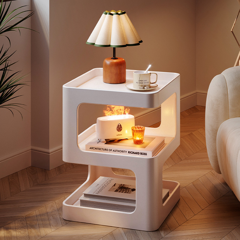 Mingzheng Furniture Factory Cream Style Side Table Creative Small Coffee Table Sofa Side Cabinet Storage Rack Bedroom Corner Table Modern Simple