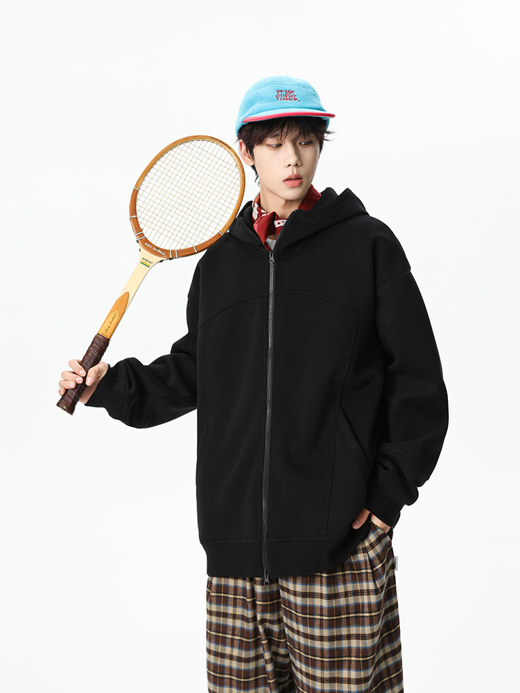 Ropa de hombre ACU | Chaqueta con capucha para niños 2025 estilo americano, de costura plana, marca juvenil de moda, cárdigan delgado para hombres.