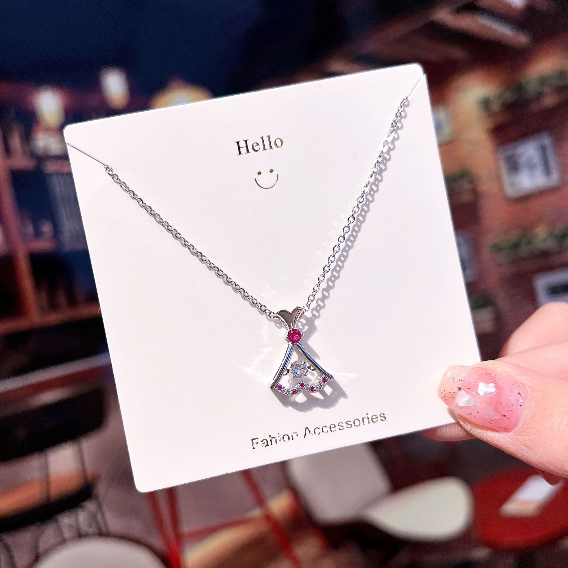 Fashion Crown Shell Titanium Steel Inlay Artificial Pearls Zircon Pendant Necklace 1 Piece