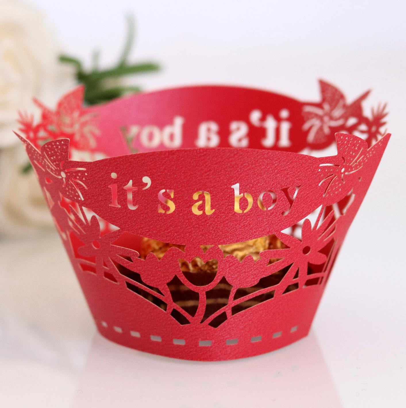 出口 烘焙纸杯蛋糕围边 创意男孩款激光镂空 蛋糕装饰 浙江批发