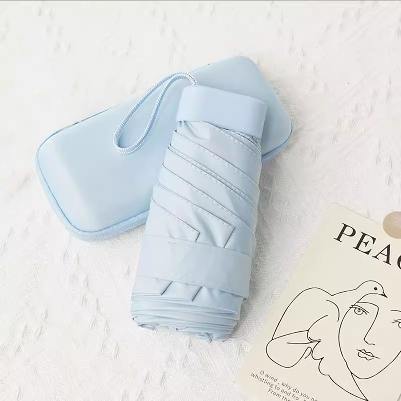 Luz natural de vinilo ligera con paraguas portátiles de protección solar UV lluvia cápsula de doble propósito con paraguas de seis plegadas