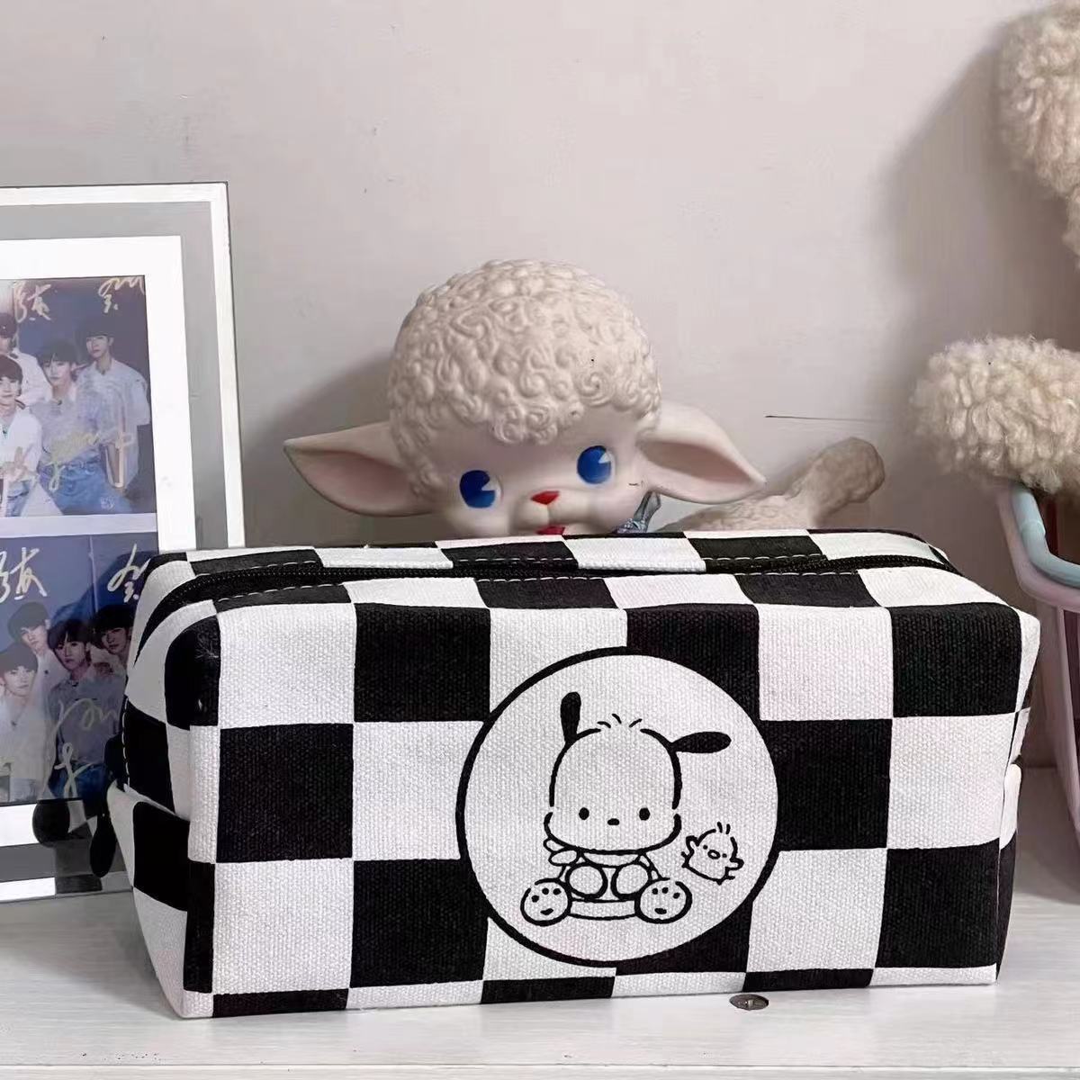 Bolsa de lápices de perro Pinta Bolsa de lápices de oso de fresa linda Red de Internet Bolsa de papelería de escuela primaria de gran capacidad Bolsa de almacenamiento