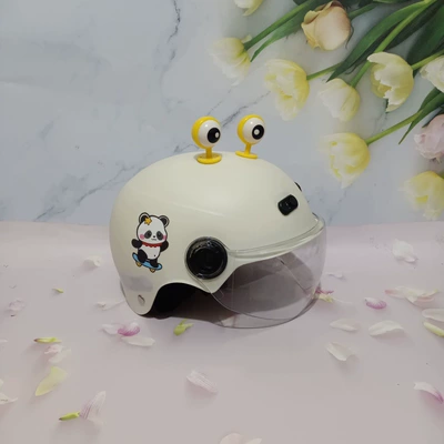 Motosiklet kaskı (dəbilqə) – anti-fall summer adjustable helmet - off-white-hd-short-yellow-eyes-1-5-years-old-skateboard-bear-jz